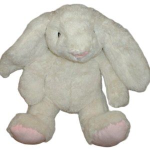 Kellybaby Plush Bunny Rabbit Ivory Pink Baby Rattle Crinkle Ears Toy 9.5" NWT